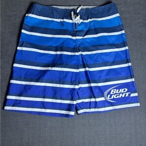 Blue and White Hybrid Swim Shorts with Logo